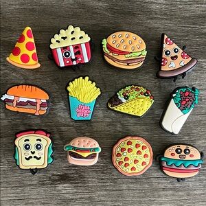 JIBBITZ. New. JUNK FOOD JUNKIE. Set of 12. Fits Crocs and similar. 🍔🍕🍟🌮
